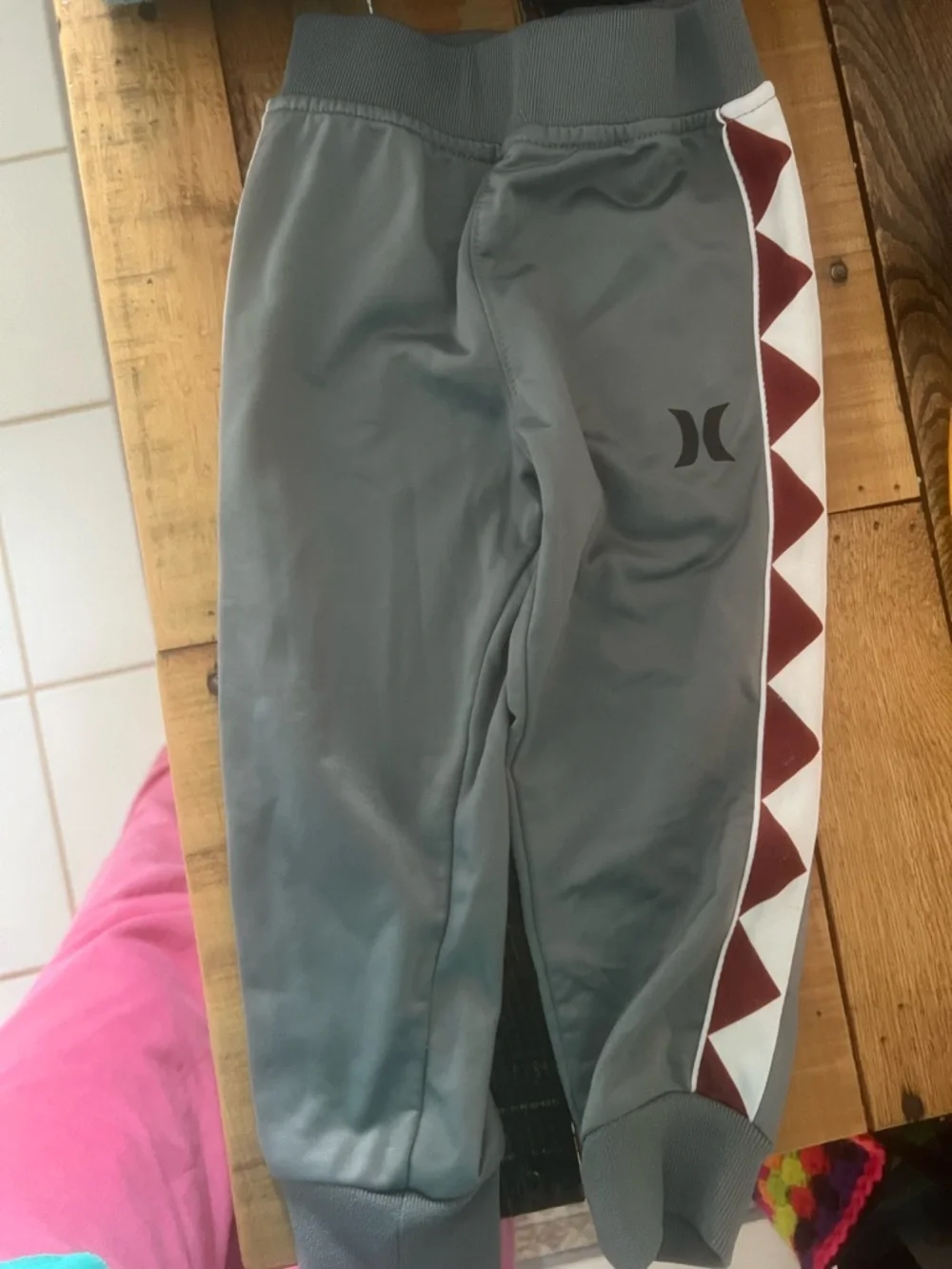 Hurley Two-Piece Track Set Shark Teeth Gray Maroon Pants Jacket